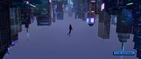 Miles Morales (Shameik Moore) falls through an alternate-universe New York City in Sony Pictures Animation's Spider-Man: Into the Spider-Verse.